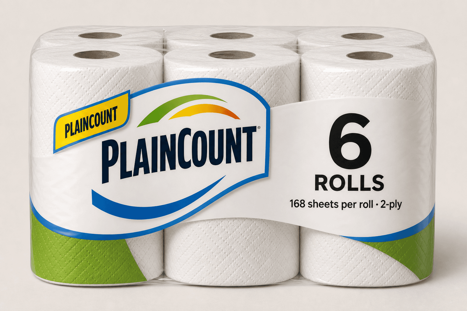 Close-up of speculative PlainCount front panel showing 6 rolls and sheet count without equals math